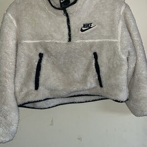 Nike White and Black Fleece Pullover